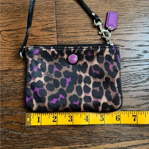 Coach Leopard-Print Wristlet in Brown and Purple - Picture 8 of 9